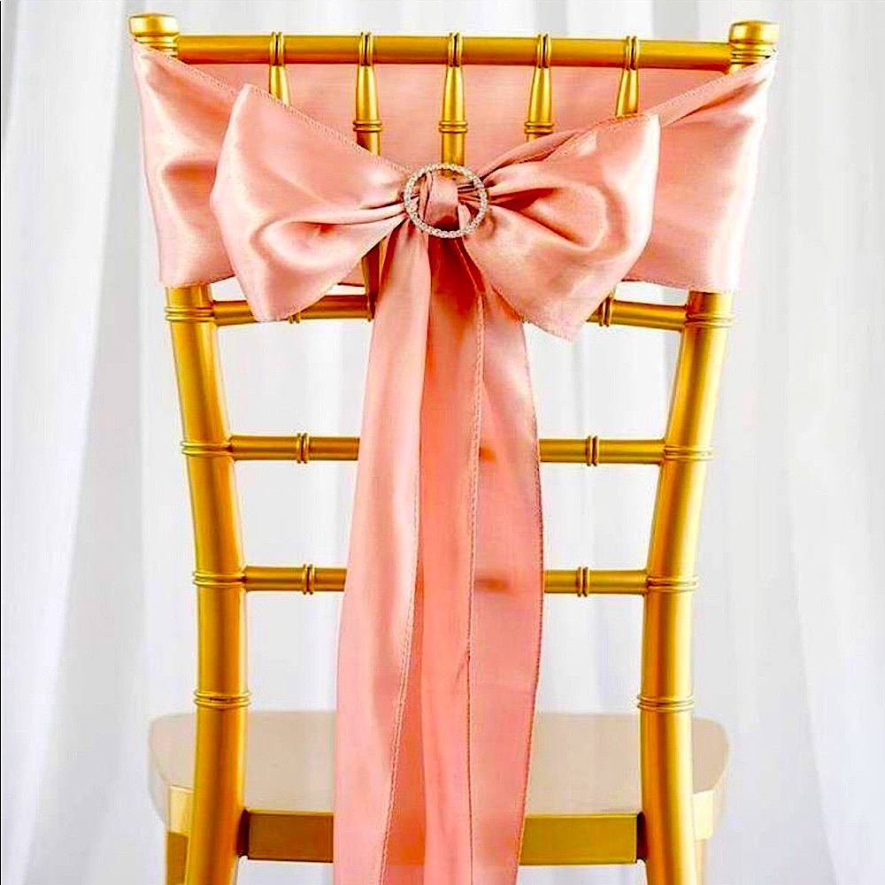 PACK OF 5 Dusty Rose/Mauve Satin Chair Sash 6"x106”